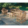Lutyens-Style 1.95m Bench, Chairs & Side Tables, Teak Patio Set