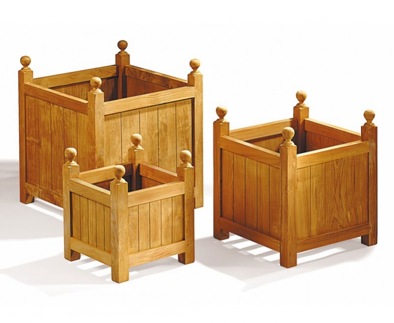 Set Of 3 Teak Versailles Garden Planters S L Xl