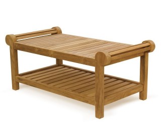 Decorative Lutyens-Style Style Teak Coffee Table with Shelf