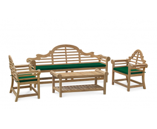 Lutyens-Style 2.25m Bench, Chairs & Coffee Table Teak Patio Set