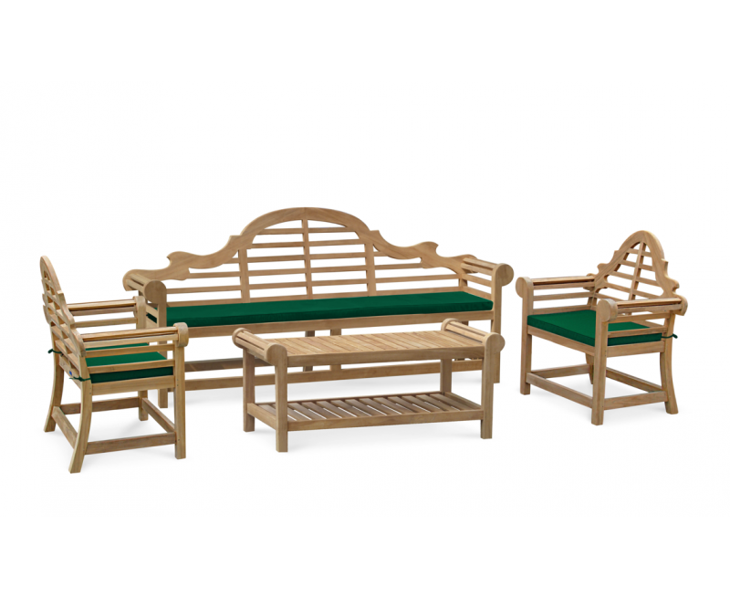 LutyensStyle Teak 2.25m Bench, Chairs & Coffee Table Set by Jati