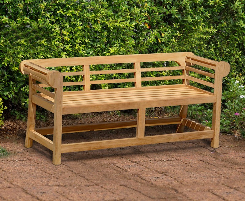 Lutyens-Style Teak Low Back Garden Bench - 1.65m by Jati