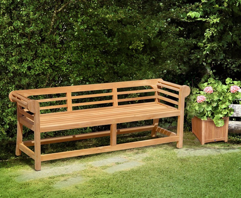 Lutyens-Style Teak Low Back Garden Bench - 1.95m by Jati