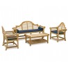 Lutyens-Style 1.95m Bench, Chairs & Coffee Table Teak Patio Set