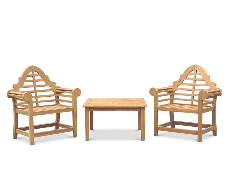 Lutyens-Style Chairs & Winchester Coffee Table, Teak Conversation Set