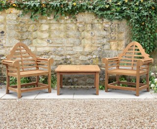 Lutyens-Style Chairs & Winchester Coffee Table, Teak Conversation Set