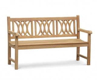 Harrogate Decorative Teak Outdoor Bench, Flat Pack - 1.5m
