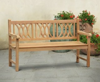 Harrogate Decorative Teak Outdoor Bench, Flat Pack - 1.5m
