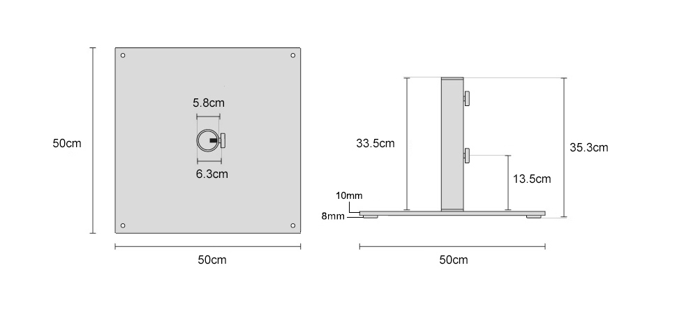 parasol base for 5cm pole