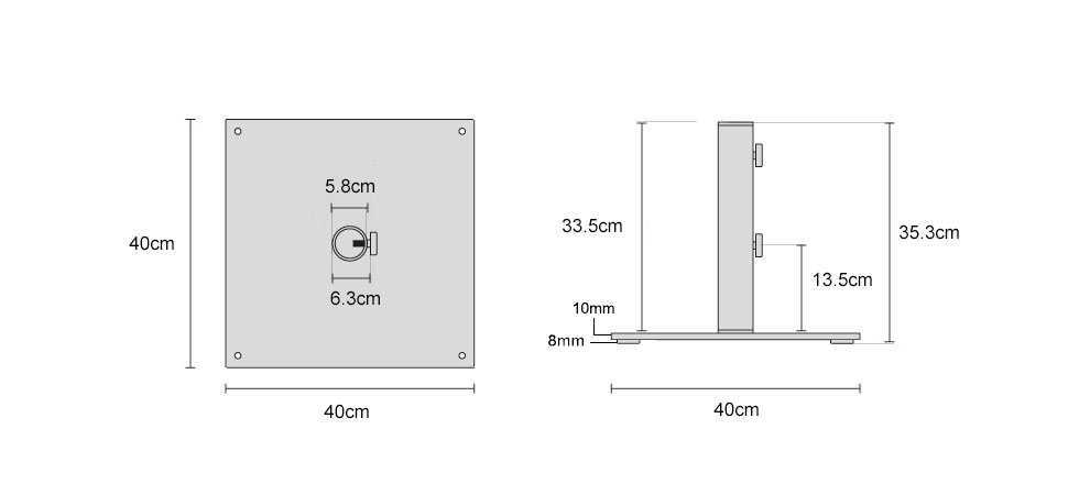 parasol base for 50mm pole